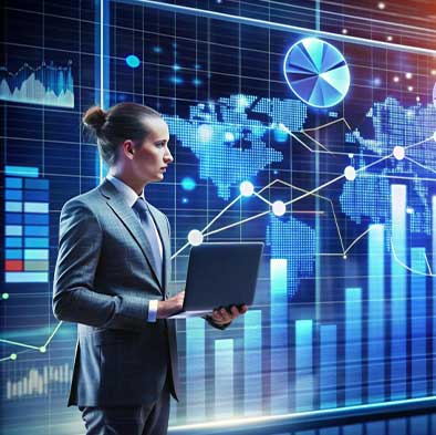 Managed Market Data consultant analyzing financial charts in Whitestone, NY office